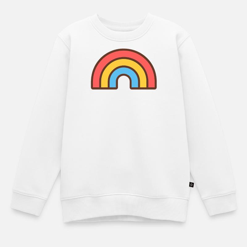 Arc-en-Ciel rétro éclatant - Sweat Premium enfant bio - blanc