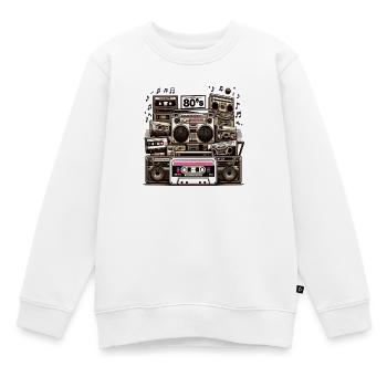 Collage Boombox de l’ère cassette - Sweat Premium enfant bio - blanc - Devant - AI Model Kid Male (0cm)