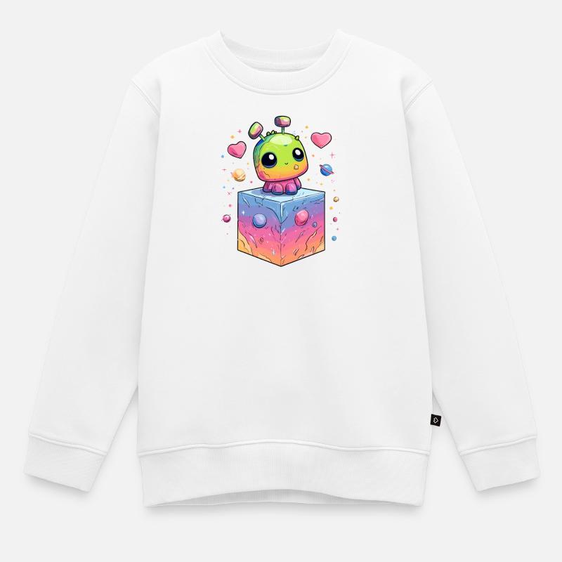 Robot spatial coloré - Sweat Premium enfant bio - blanc