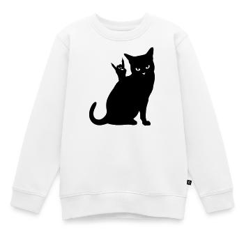 Schwarze Katze – Devil Horns Silhouette - Kinder Premium Organic Sweatshirt - Weiß - Vorne - AI Model Kid Male (0cm)