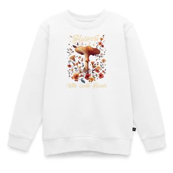 Mit sanfter Hand ernten | Pilze Wald - Kinder Premium Organic Sweatshirt - Weiß - Vorne - AI Model Kid Male (0cm)