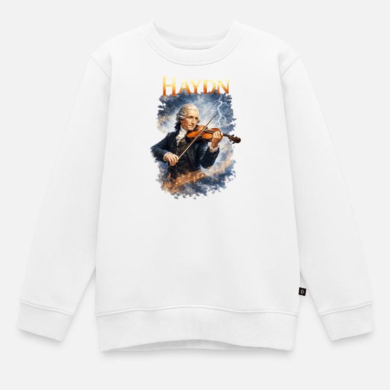 Haydn Violin dans la tempête - Sweat Premium enfant bio - blanc