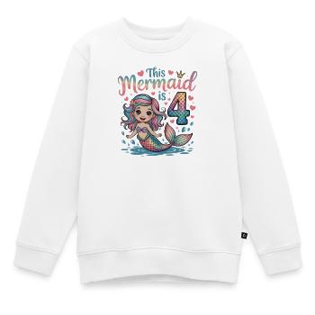 Meerjungfrau 4. Geburtstag 4 Jahre - Kinder Premium Organic Sweatshirt - Weiß - Vorne - AI Model Kid Male (0cm)