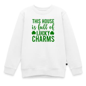 This House Is Full Of Lucky Charms - Kinder Premium Organic Sweatshirt - Weiß - Vorne - AI Model Kid Male (0cm)