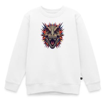 Dinoausbruch Kopfdesign - Kinder Premium Organic Sweatshirt - Weiß - Vorne - AI Model Kid Male (0cm)