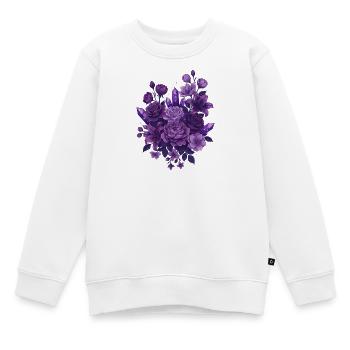 Violette Kristallblumenstrauß - Kinder Premium Organic Sweatshirt - Weiß - Vorne - AI Model Kid Male (0cm)