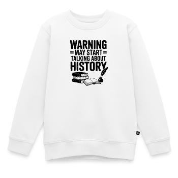 Warnung könnte anfangen, über Geschichte zu sprechen - Kinder Premium Organic Sweatshirt - Weiß - Vorne - AI Model Kid Male (0cm)