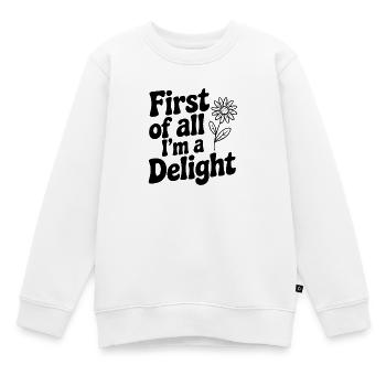 Zunächst einmal bin ich eine Freude - Kinder Premium Organic Sweatshirt - Weiß - Vorne - AI Model Kid Male (0cm)