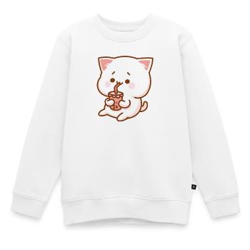 Katze & Shake - Kinder Premium Organic Sweatshirt - Weiß - Vorne - AI Model Kid Male (0cm)