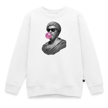 Marcus Aurelius mit Kaugummi und Sonnenbrille - Kinder Premium Organic Sweatshirt - Weiß - Vorne - AI Model Kid Male (0cm)