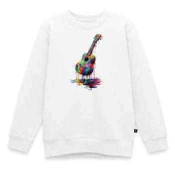 Ukulele with dripping paint - Kids Premium Organic Sweatshirt - white - Front - AI Model Kid Male (0cm)