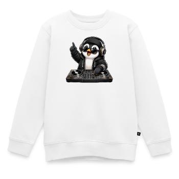 Cool Penguin DJ Music Techno Club Party - Sweat Premium enfant bio - blanc - Devant - AI Model Kid Male (0cm)