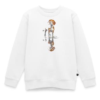 Beagle am Wasserspiegel - Kinder Premium Organic Sweatshirt - Weiß - Vorne - AI Model Kid Male (0cm)