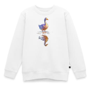 Canard aquarelle au bord de l’étang - Sweat Premium enfant bio - blanc - Devant - AI Model Kid Male (0cm)