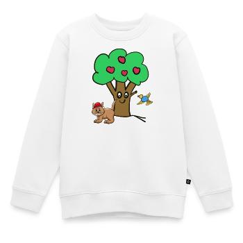 Pommier Chat Oiseau Enfants Jardin Nature - Sweat Premium enfant bio - blanc - Devant - AI Model Kid Male (0cm)