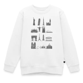 Around_The_World - Kinder Premium Organic Sweatshirt - Weiß - Vorne - AI Model Kid Male (0cm)