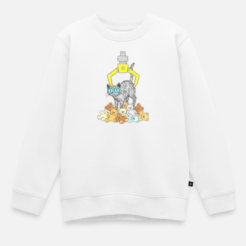 Chat noir sous griffe jaune - Sweat Premium enfant bio - blanc