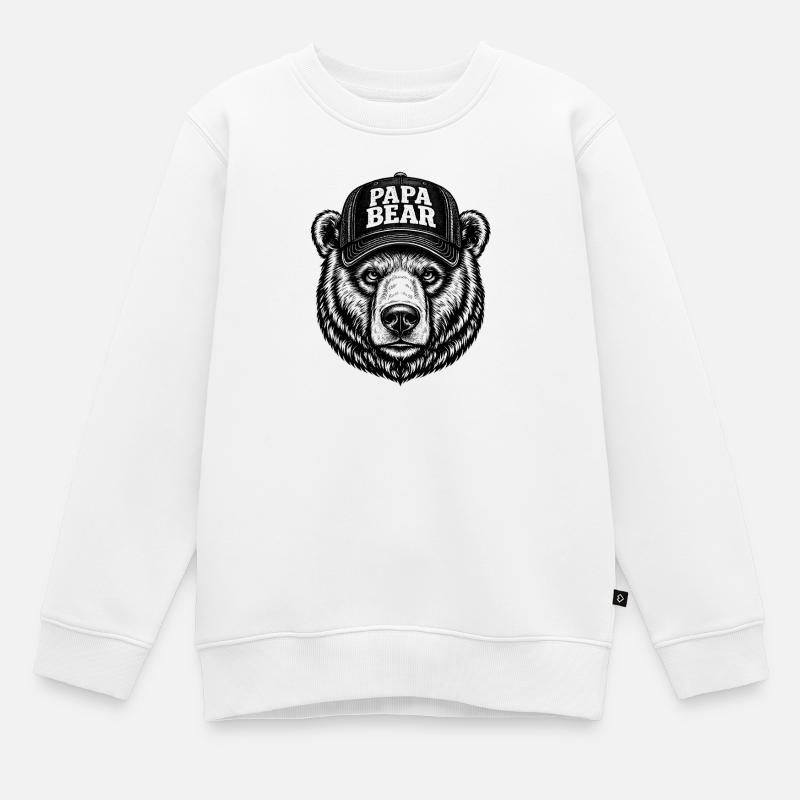 Papa Ours - Sweat Premium enfant bio - blanc