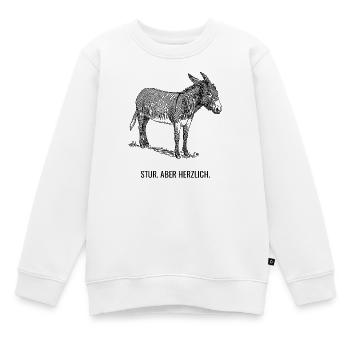 Stur. Aber herzlich. - Kinder Premium Organic Sweatshirt - Weiß - Vorne - AI Model Kid Male (0cm)