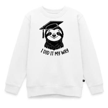 Remise des diplômes Je l’ai fait à ma façon Paresseux - Sweat Premium enfant bio - blanc - Devant - AI Model Kid Male (0cm)