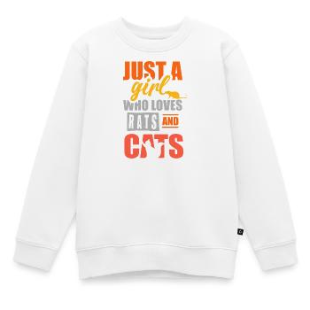 Einfach ein Mädchen, das Ratten und Katzen liebt - Kinder Premium Organic Sweatshirt - Weiß - Vorne - AI Model Kid Male (0cm)