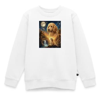 Caniche Caniche Hurlant au Mème de la Lune - Sweat Premium enfant bio - blanc - Devant - AI Model Kid Male (0cm)