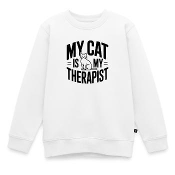 Mon chat est mon thérapeute - Sweat Premium enfant bio - blanc - Devant - AI Model Kid Male (0cm)