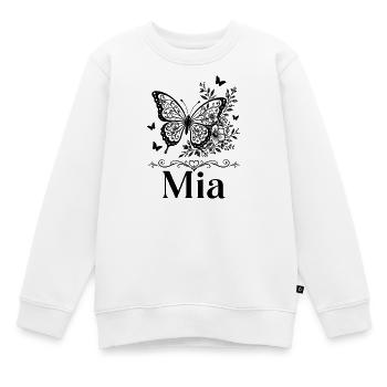 Mia Vorname Schmetterling Blumen Geschenk - Kinder Premium Organic Sweatshirt - Weiß - Vorne - AI Model Kid Male (0cm)