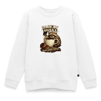 À peine réveillé – Raton laveur à café - Sweat Premium enfant bio - blanc - Devant - AI Model Kid Male (0cm)