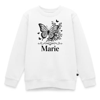 Marie Vorname Schmetterling Blumen Geschenk - Kinder Premium Organic Sweatshirt - Weiß - Vorne - AI Model Kid Male (0cm)
