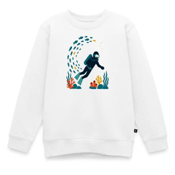 Unterwasser-Diver und bunte Korallenwelt - Kinder Premium Organic Sweatshirt - Weiß - Vorne - AI Model Kid Male (0cm)