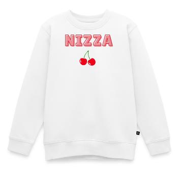 Nizza Pink Schrift mit Kirschen - Kinder Premium Organic Sweatshirt - Weiß - Vorne - AI Model Kid Male (0cm)
