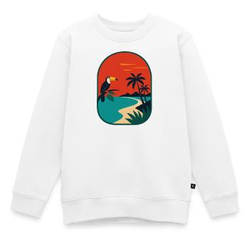 Panorama côtier tropical avec toucan - Sweat Premium enfant bio - blanc - Devant - AI Model Kid Male (0cm)