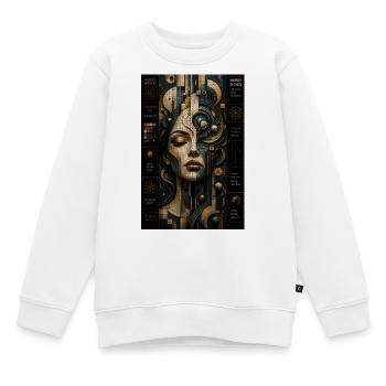 Visage géométrique en mosaïque steampunk - Sweat Premium enfant bio - blanc - Devant - AI Model Kid Male (0cm)