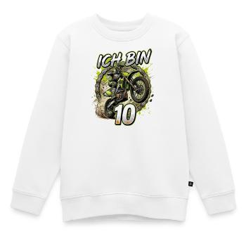 Ich bin 10 Motocross - Kinder Premium Organic Sweatshirt - Weiß - Vorne - AI Model Kid Male (0cm)