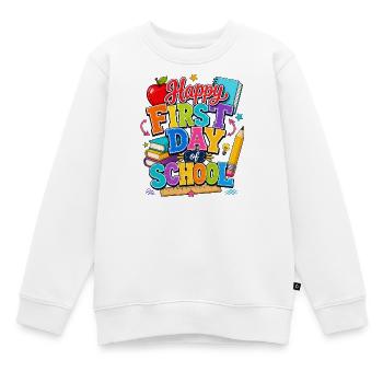 Happy First Day of School Books - Kids Premium Organic Sweatshirt - white - Front - AI Model Kid Male (0cm)