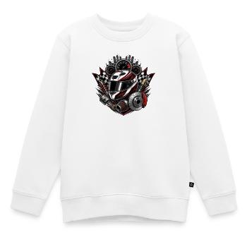 Casque de course avec détails des jauges - Sweat Premium enfant bio - blanc - Devant - AI Model Kid Male (0cm)