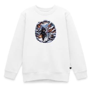 Ninja d’hiver dans le village enneigé - Sweat Premium enfant bio - blanc - Devant - AI Model Kid Male (0cm)