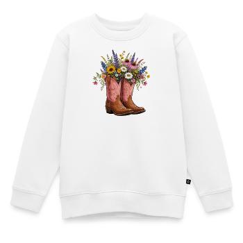 Blumenstrauß in Cowboy Boots - Kinder Premium Organic Sweatshirt - Weiß - Vorne - AI Model Kid Male (0cm)
