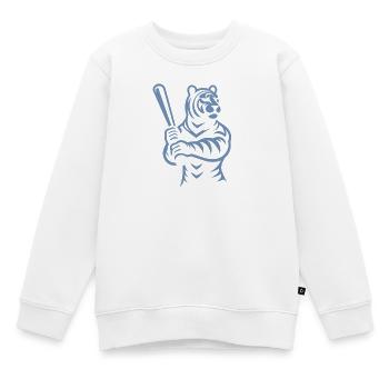 Minimalistische Tiger Baseballspieler Silhouette - Kinder Premium Organic Sweatshirt - Weiß - Vorne - AI Model Kid Male (0cm)
