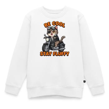 Katzen-Rocker auf Motorrad Stay Fluffy - Kinder Premium Organic Sweatshirt - Weiß - Vorne - AI Model Kid Male (0cm)