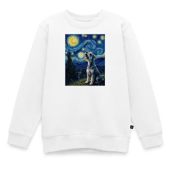 Starry Night Schnauzer Art Parody Portrait - Kids Premium Organic Sweatshirt - white - Front - AI Model Kid Male (0cm)