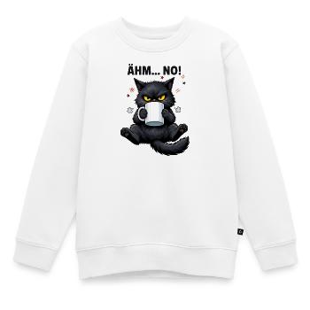 Morgenmuffel Katze mit Kaffee Ähm No - Kinder Premium Organic Sweatshirt - Weiß - Vorne - AI Model Kid Male (0cm)