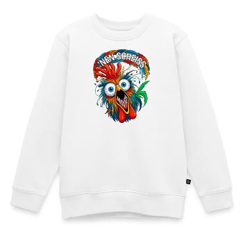Verrücktes Huhn Nen Scheiss Muss Ich Spruch - Kinder Premium Organic Sweatshirt - Weiß - Vorne - AI Model Kid Male (0cm)