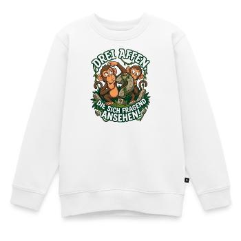 Drei Affen die sich fragend ansehen lustig - Kinder Premium Organic Sweatshirt - Weiß - Vorne - AI Model Kid Male (0cm)