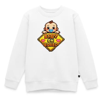 Pixel Baby On Board Schild - Kinder Premium Organic Sweatshirt - Weiß - Vorne - AI Model Kid Male (0cm)