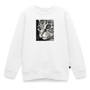 Hypnotic cat gaze in space - Kids Premium Organic Sweatshirt - white - Front - AI Model Kid Male (0cm)