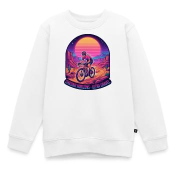 Synthwave Gravel Cyclist Chasing Horizons - Kids Premium Organic Sweatshirt - white - Front - AI Model Kid Male (0cm)