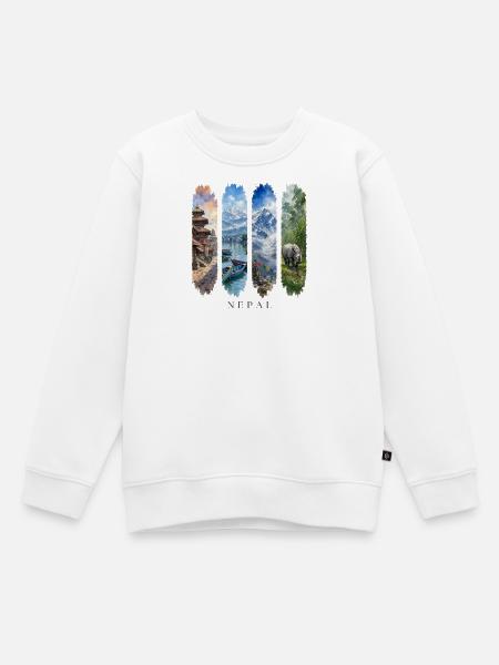 Nepal Travel – Himalaya & Tempel Motiv - Kinder Premium Organic Sweatshirt - Weiß