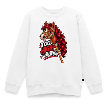 Hobby-Horsing-Sprung – Buntes Pferd - Kinder Premium Organic Sweatshirt - Weiß - Vorne - AI Model Kid Male (0cm)